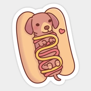 Cute Dachshund Hotdog Bun Sticker